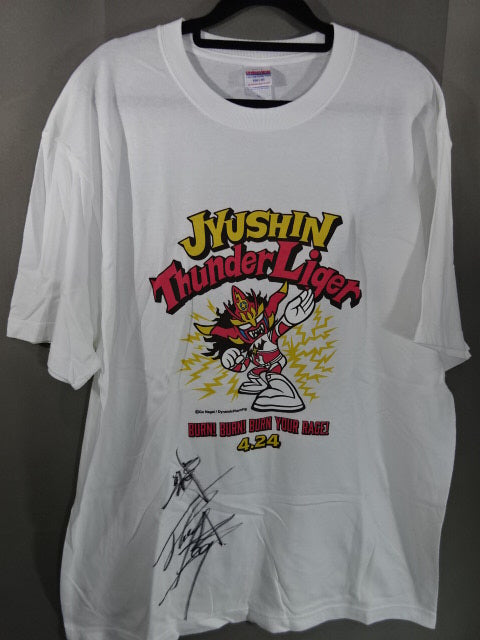 【hand signed autograph】 Jushin Thunder Liger Liger Alumni Association Thanksgiving Sixteenth Birthday SP Event Limited T-Shirt (2) (White)