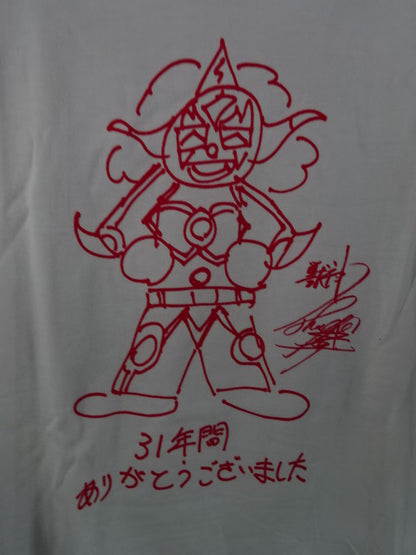 Jushin Thunder Liger  Printed T-Shirt with Autograph Message (1) (White)