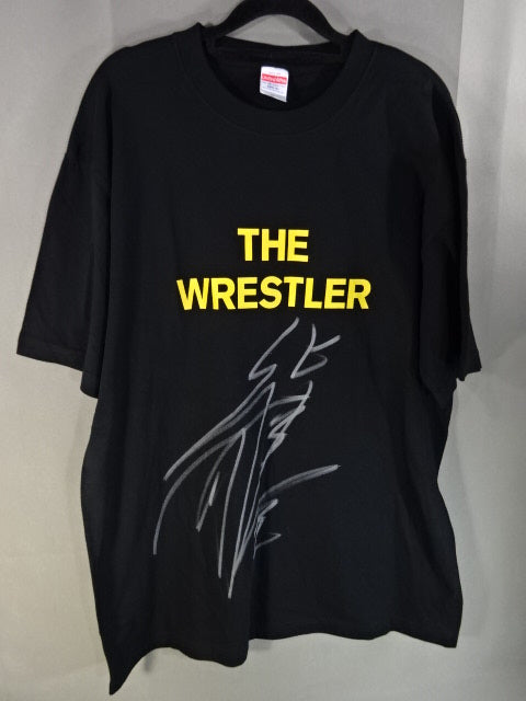 【hand signed autograph】 Katsuyori Shibata THE WRESTLER T-Shirt (3) (Black× Mustard)
