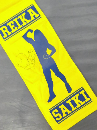 【hand signed autograph】 Reika Saiki  " GENKI YALUKI SAIKI" Muffler Towel