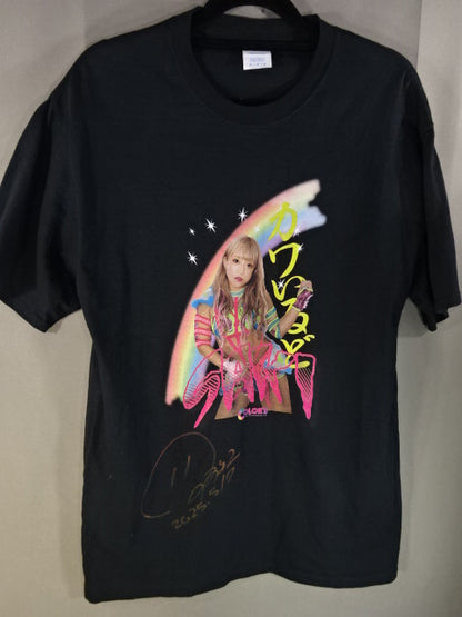 【hand signed autograph】 SAKI Picture T-Shirt (1) (Black)