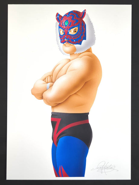 ★ Nagatoshi Sakai 's original drawing work ★ "The Legend of Misawa Tiger" 2nd  Tiger Mask (NWA World Heavyweight Championship Fight)