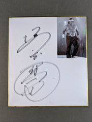 橋本真也　直筆サイン色紙　ポラロイド写真付き 橋本真也(白黒ブロマイド貼付) – 闘道館