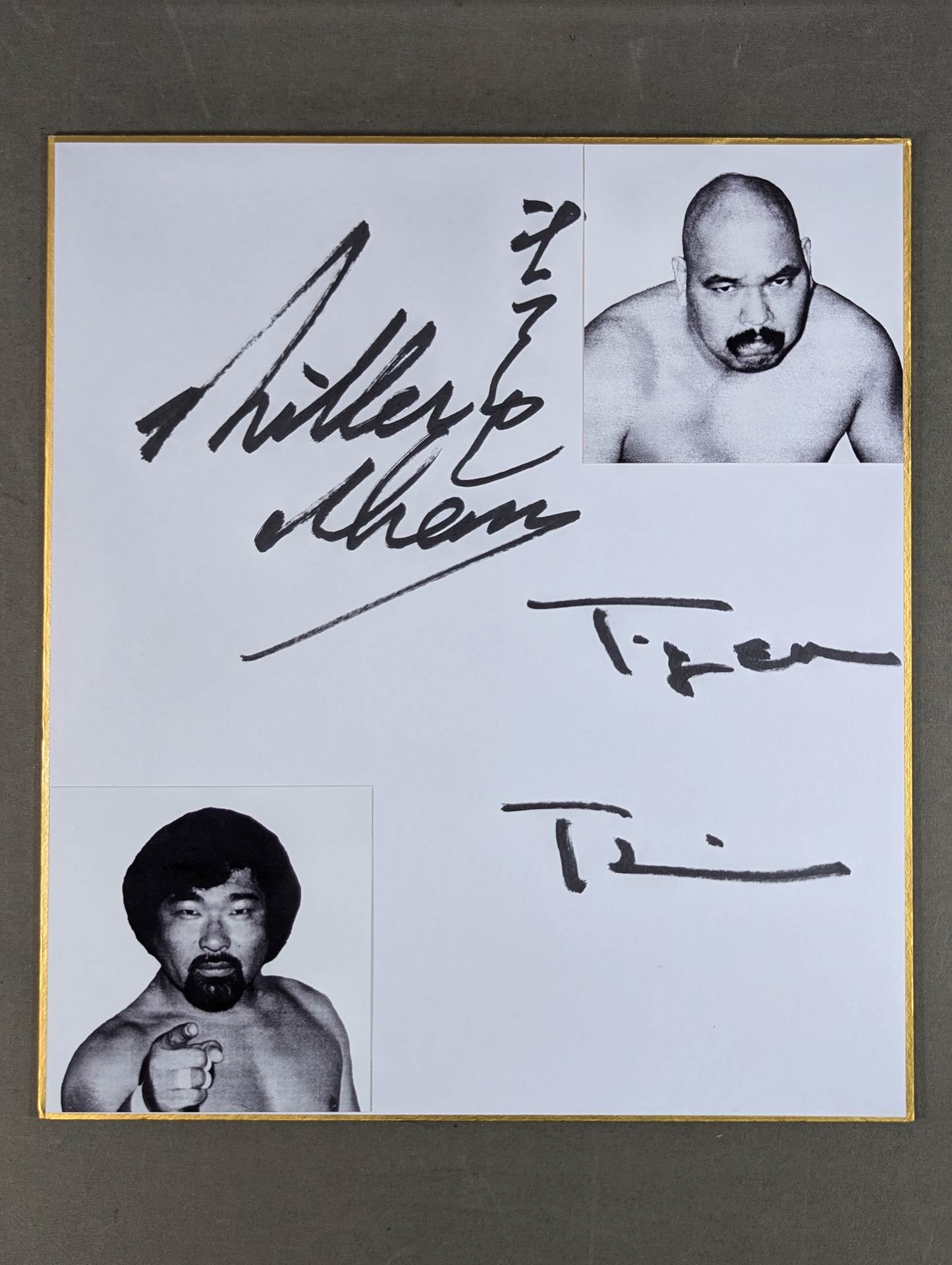 キラー・カーン＆タイガー戸口(白黒ブロマイド貼付)