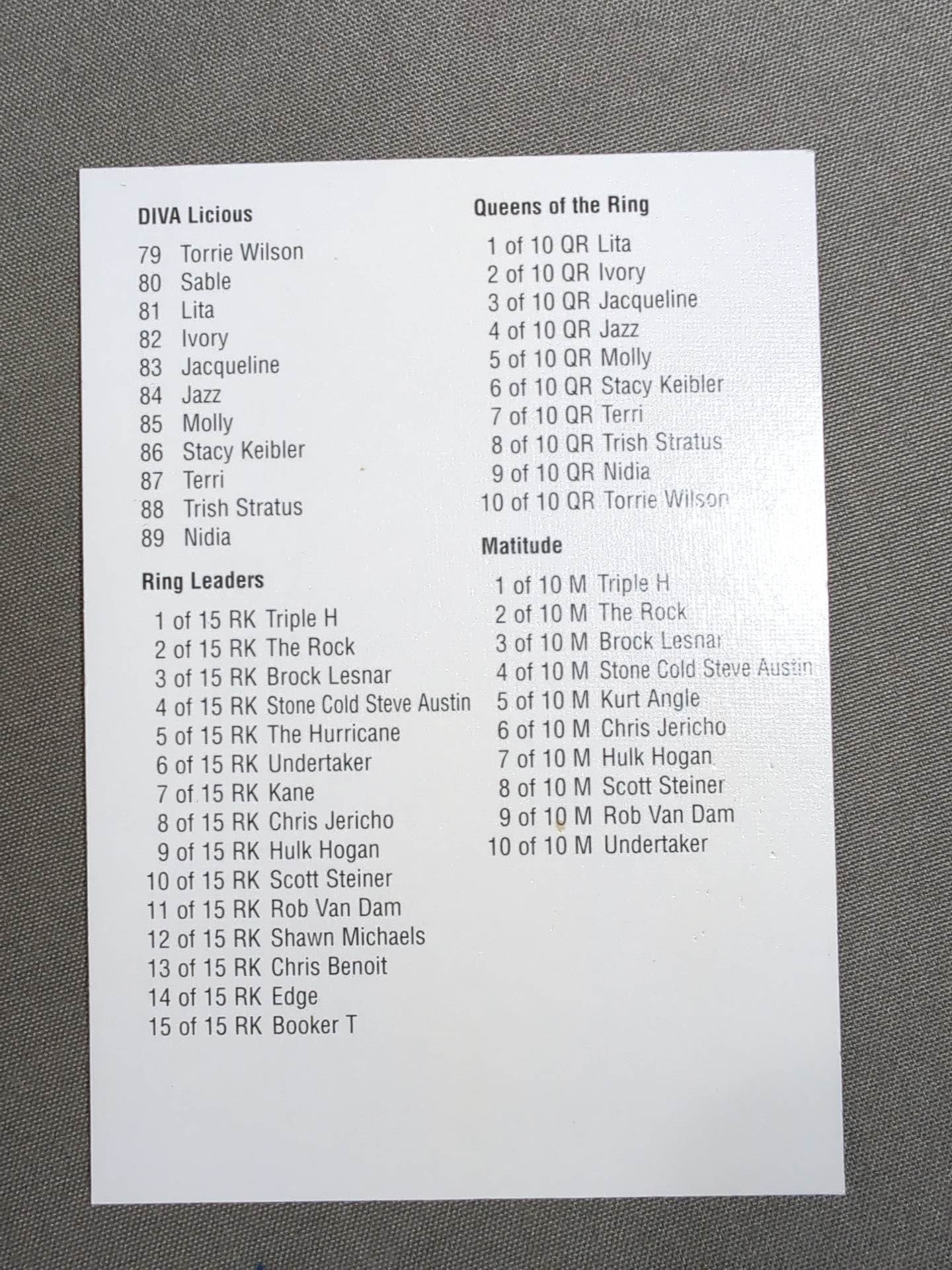 2003 FLEER WWE AGGRESSION 89 Regular Cards Full Complete Set