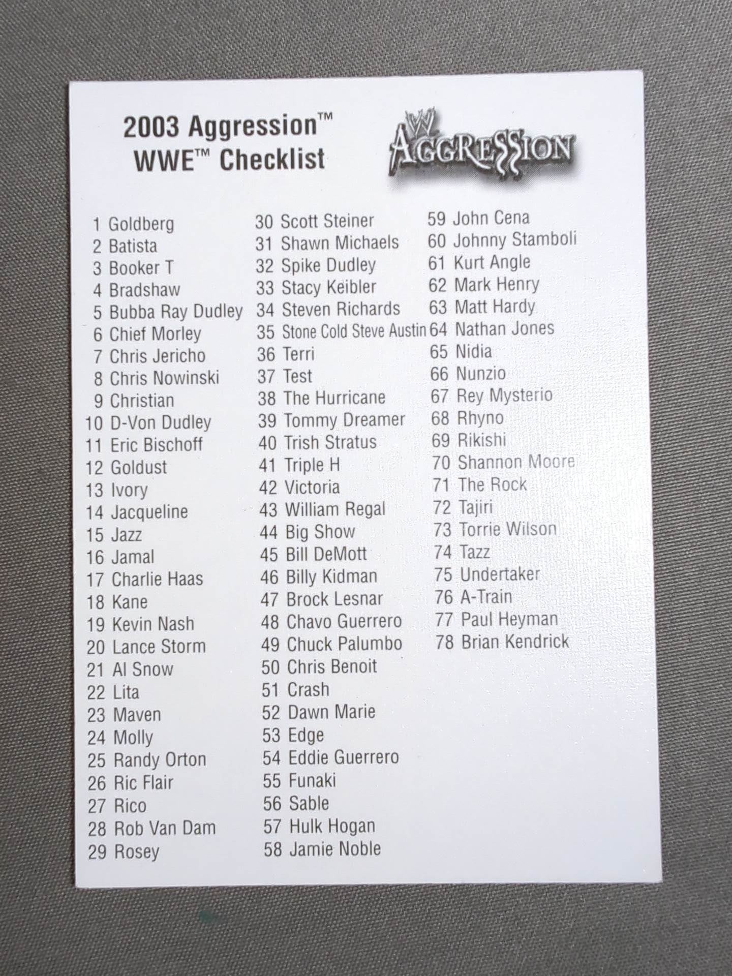 2003 FLEER WWE AGGRESSION 89 Regular Cards Full Complete Set