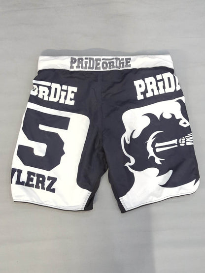 PRiDE or DiE Fight Shorts (1) (Black× White)