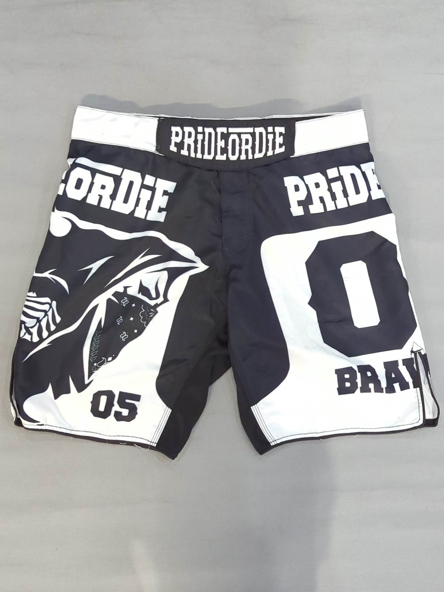 PRiDE or DiE Fight Shorts (5) (Black× White)