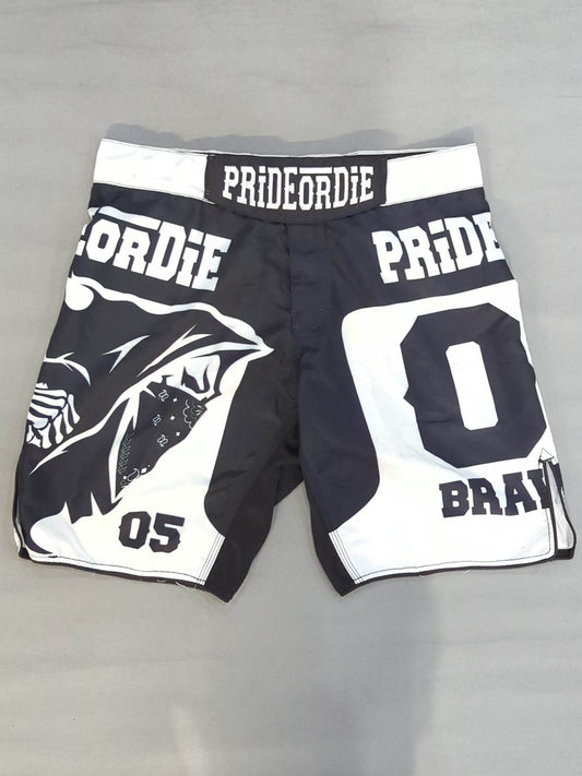 PRiDE or DiE Fight Shorts (5) (Black× White)