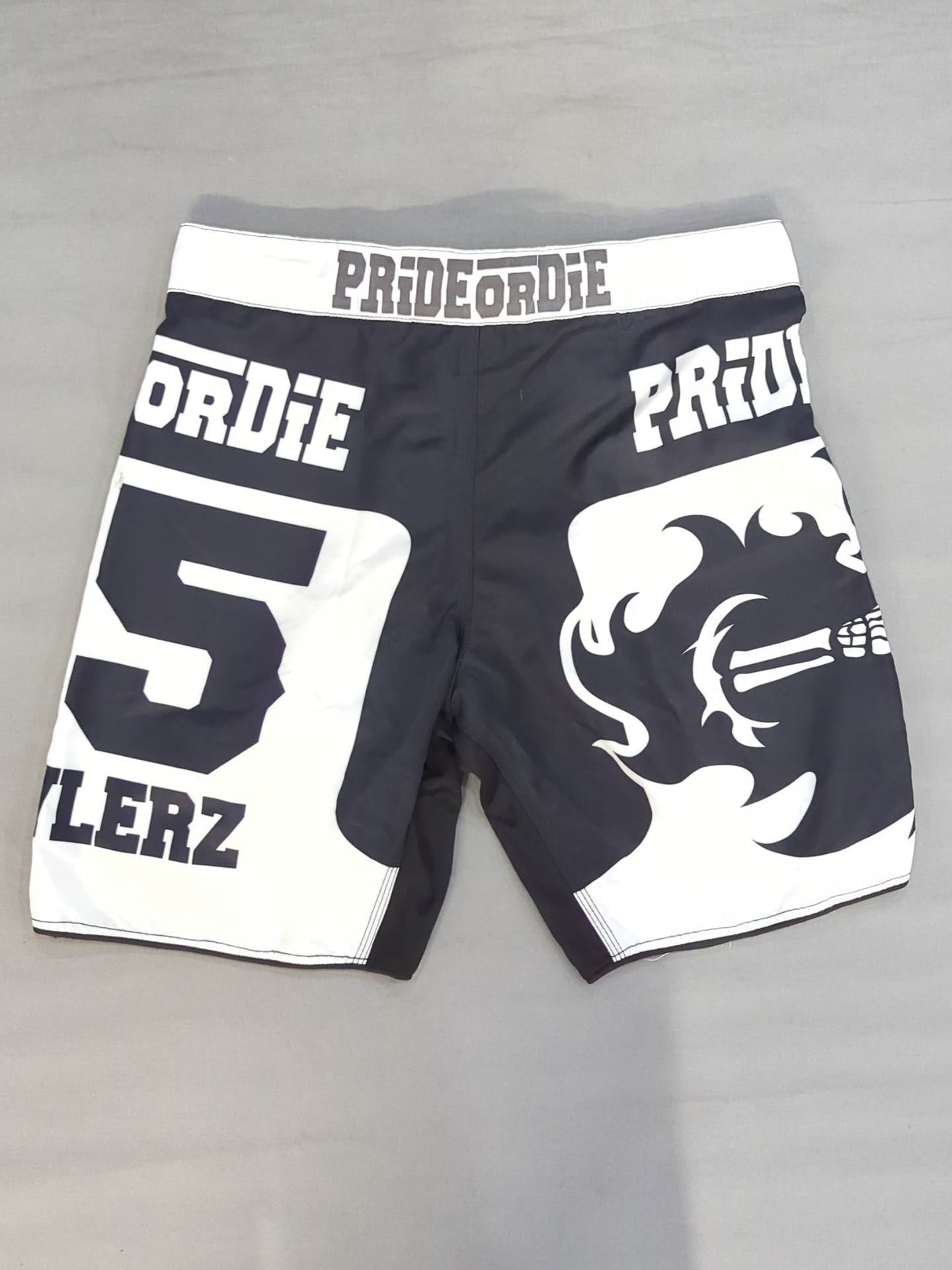 PRiDE or DiE Fight Shorts (5) (Black× White)