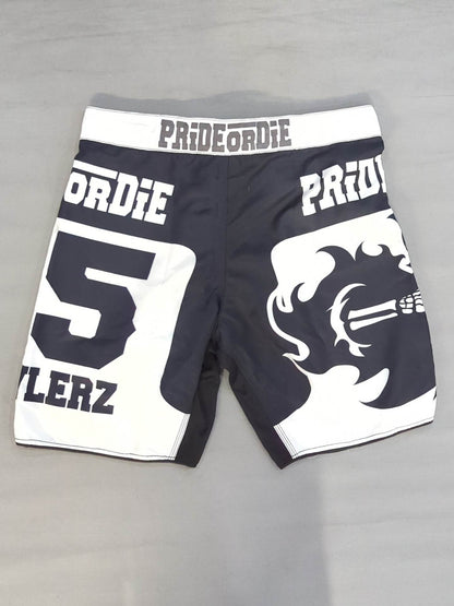 PRiDE or DiE Fight Shorts (5) (Black× White)