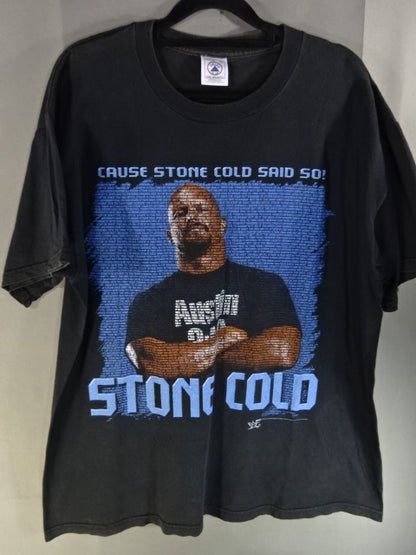 ストーンコールド・スティーブ・オースチン ピクチャーTシャツ①(WWF(1999) / ブラック)