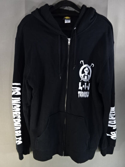 L.I.J. Zip hoodie (1)(Black×White)