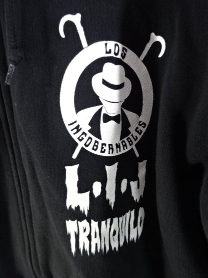 L.I.J. Zip hoodie (1)(Black×White)