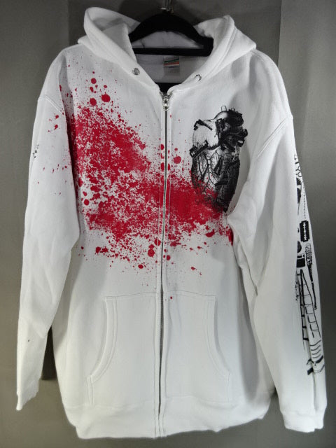 Jun Kasai  CRAZY TILL DEATH Zip hoodie (1) (White)