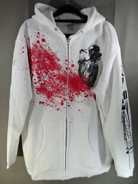 Jun Kasai  CRAZY TILL DEATH Zip hoodie (1) (White)