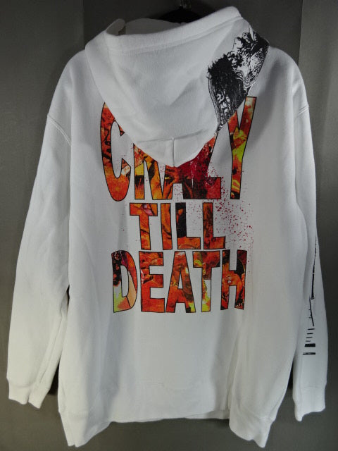Jun Kasai  CRAZY TILL DEATH Zip hoodie (1) (White)