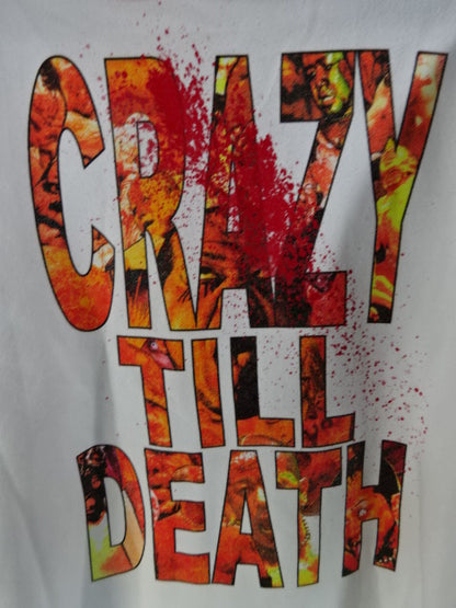Jun Kasai  CRAZY TILL DEATH Zip hoodie (1) (White)