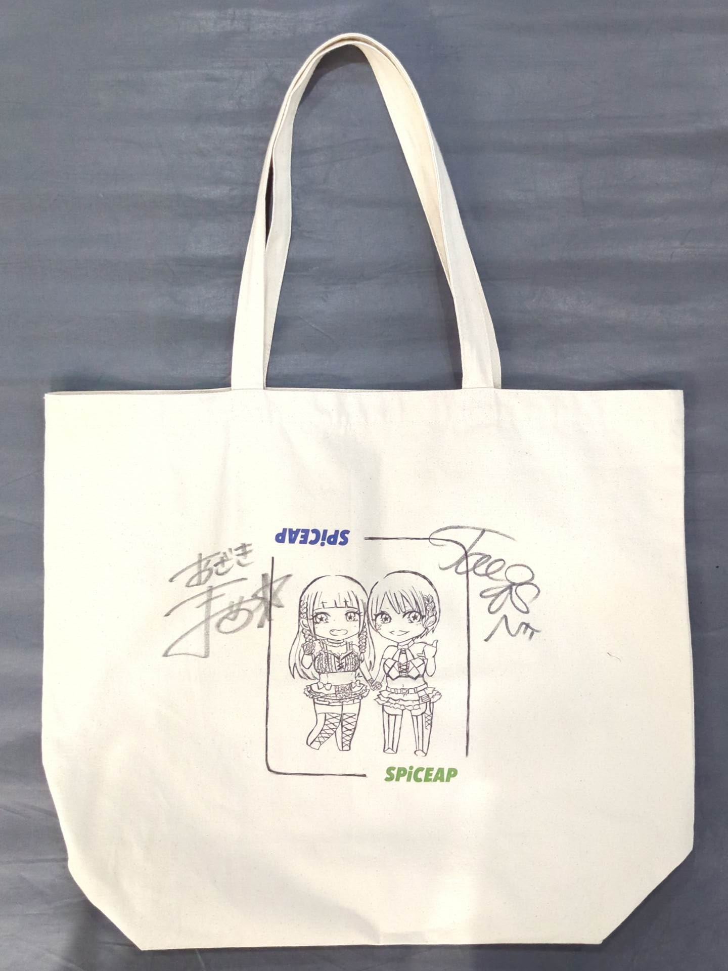 [2 hand signed autographs ] SPiCEAP (Sister Ozaki & Tae Honma) Illustration Tote Bag