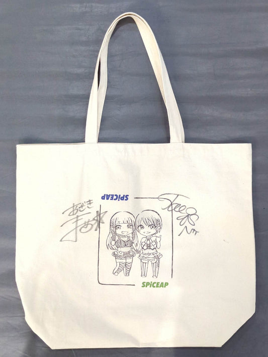 [2 hand signed autographs ] SPiCEAP (Sister Ozaki & Tae Honma) Illustration Tote Bag