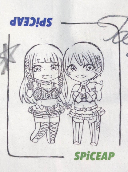 [2 hand signed autographs ] SPiCEAP (Sister Ozaki & Tae Honma) Illustration Tote Bag
