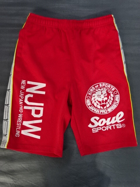 新日本プロレス×SOUL ライオンマーク ジャージハーフパンツ①(レッド)