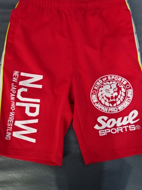 新日本プロレス×SOUL ライオンマーク ジャージハーフパンツ①(レッド)