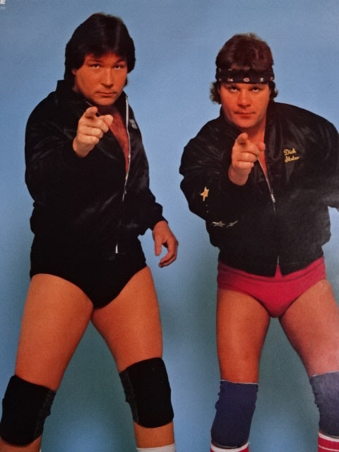 Ted DiBiase  & Dick rubbing GONG JUMBO PIN-UP Wrestling  SELECTION