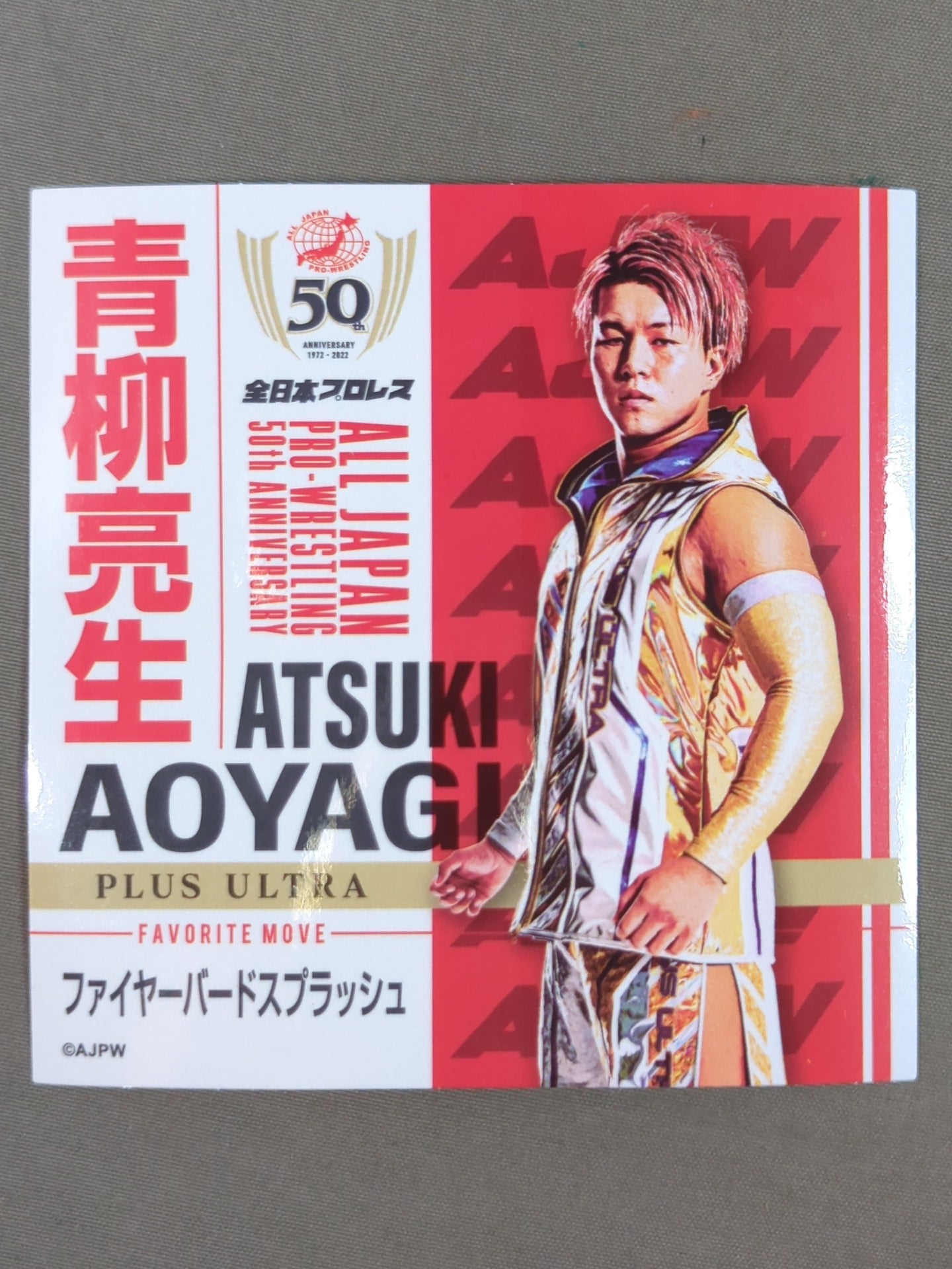 青柳亮生 全日本プロレス50周年 クリアファイル＆ステッカーセット