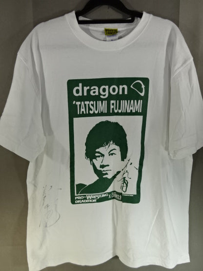 【hand signed autograph】 DRAGON Tatsumi Fujinami xCount2.9 Collaboration T-Shirt (1) (White)