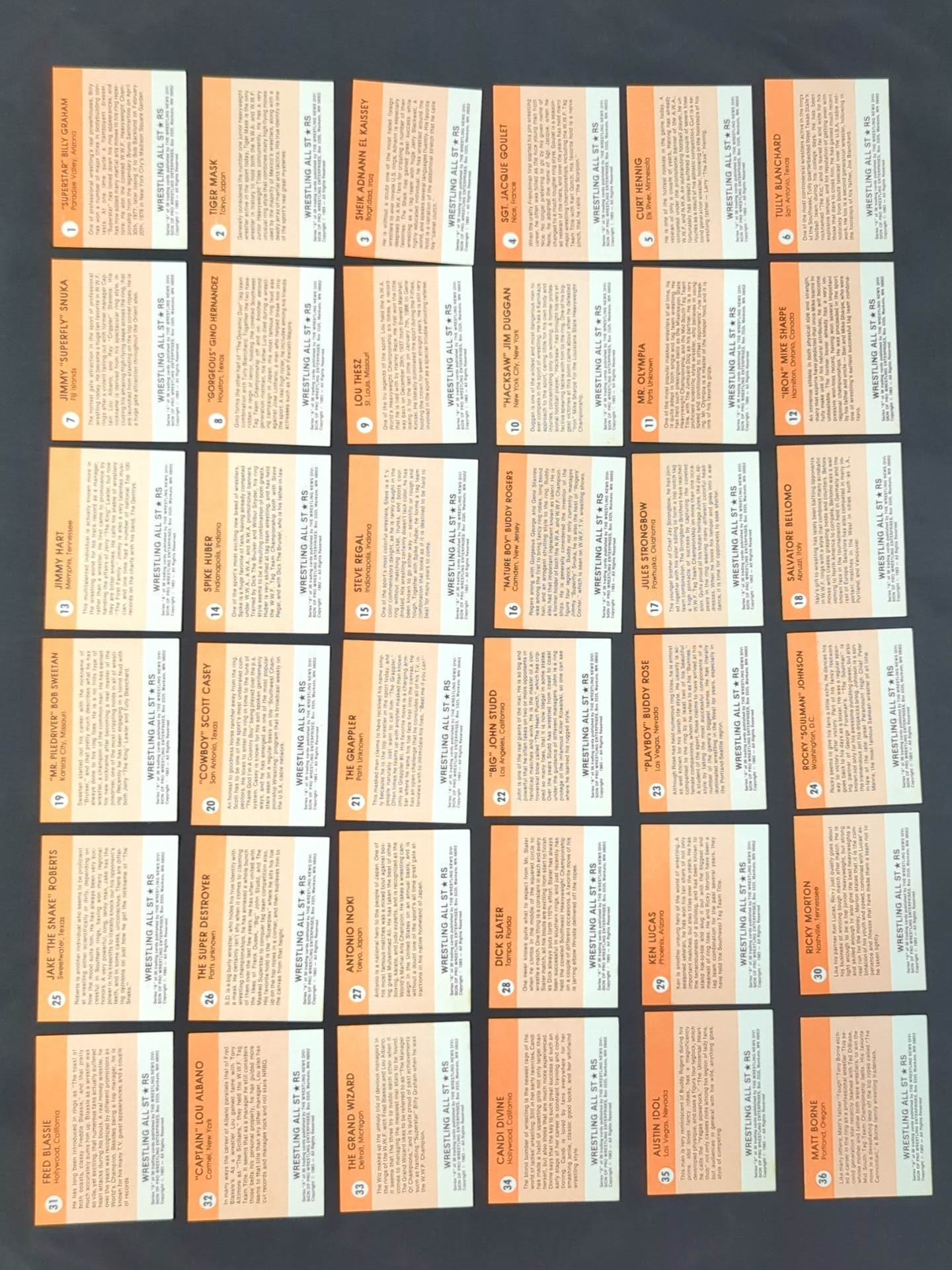 1983 Wrestling All Stars, Series A complete set of 36 cards (unopened)