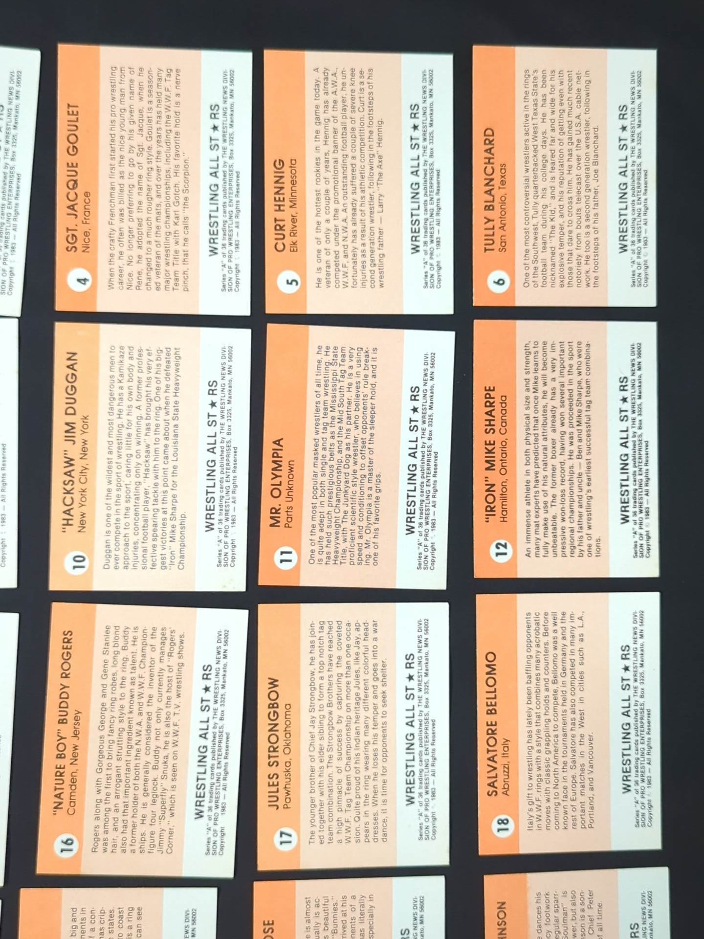 1983 Wrestling All Stars, Series A complete set of 36 cards (unopened)