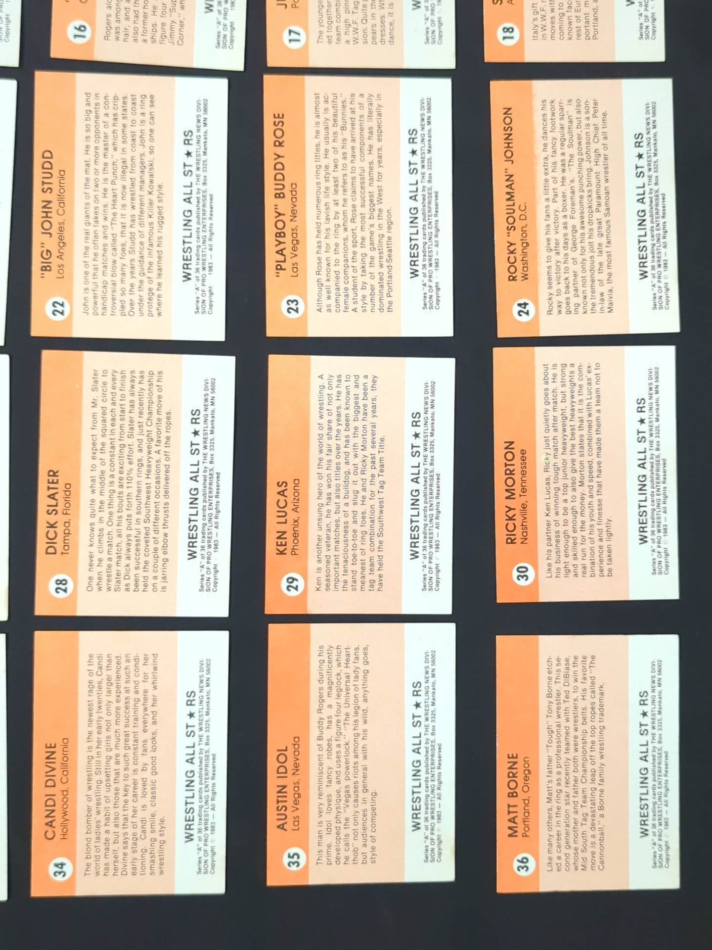 1983 Wrestling All Stars, Series A complete set of 36 cards (unopened)