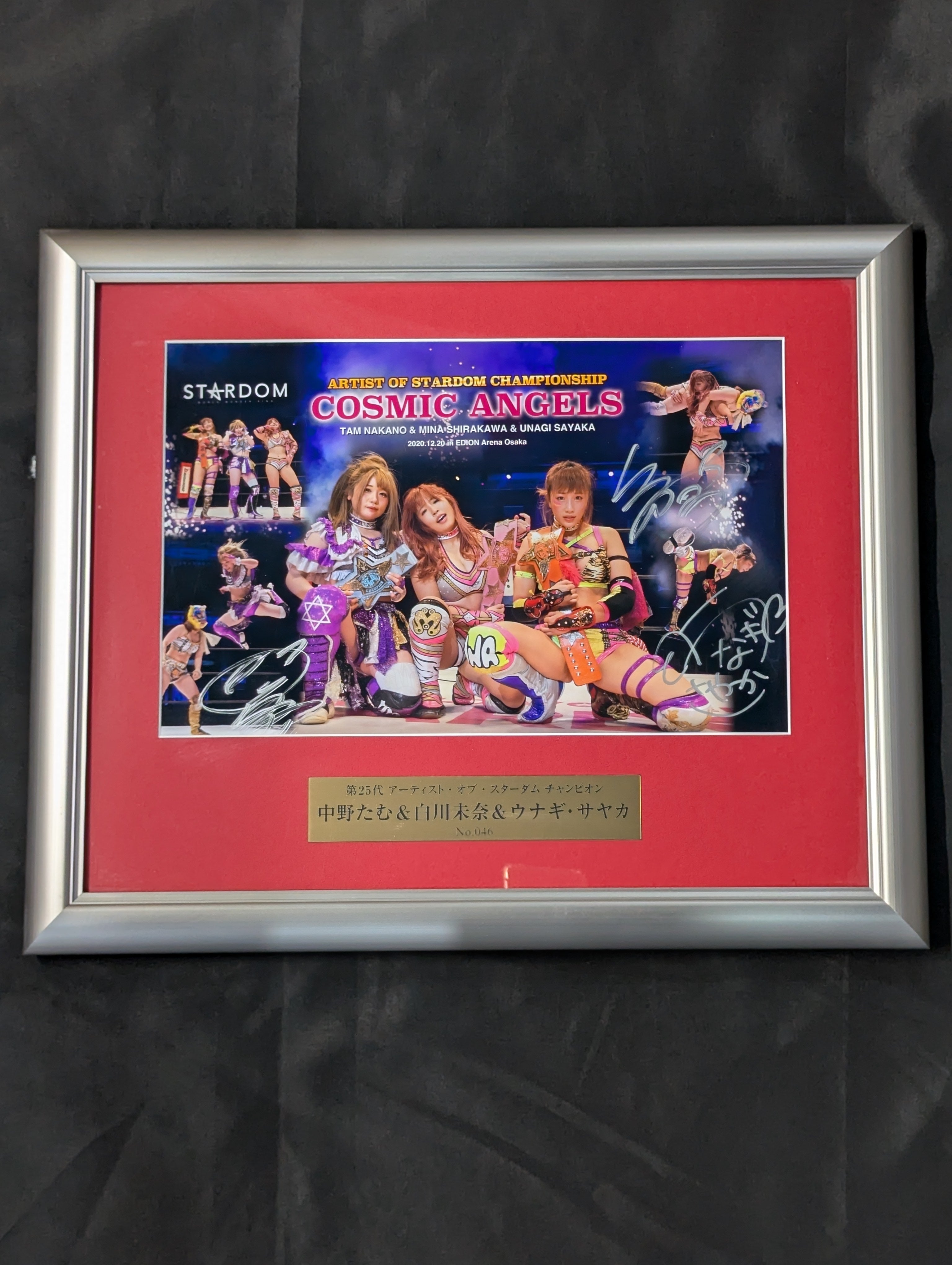 中野たむ＆白川未奈＆ウナギ・サヤカ 3選手直筆サイン入り記念フォト