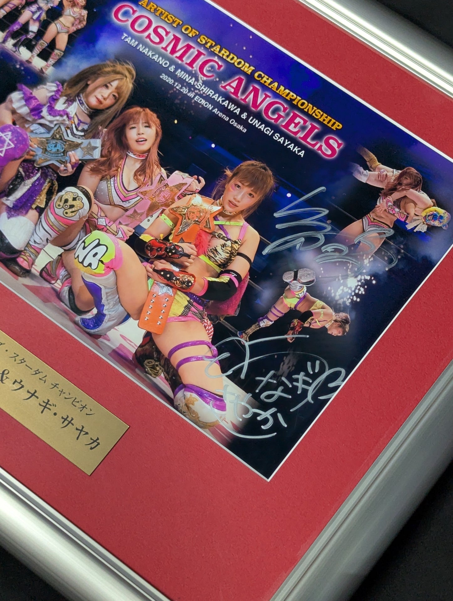 中野たむ＆白川未奈＆ウナギ・サヤカ 3選手直筆サイン入り記念フォトフレーム