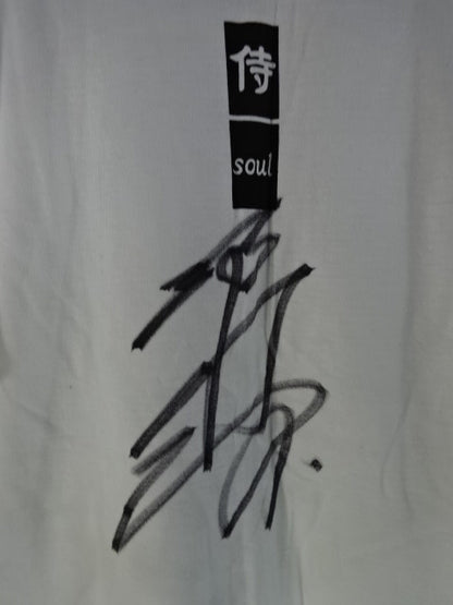 【hand signed autograph】 Shiro Koshinaka  " Samurai T-shirt (1) (white)