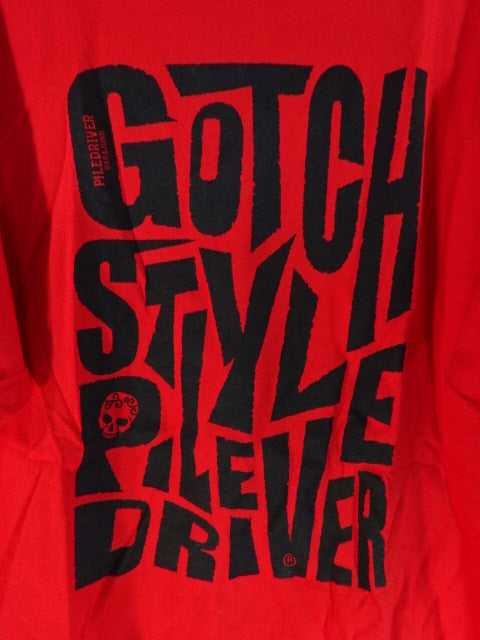 Minoru Suzuki "GOTCH STYLE PILE DRIVER" T-shirt (2) (red)
