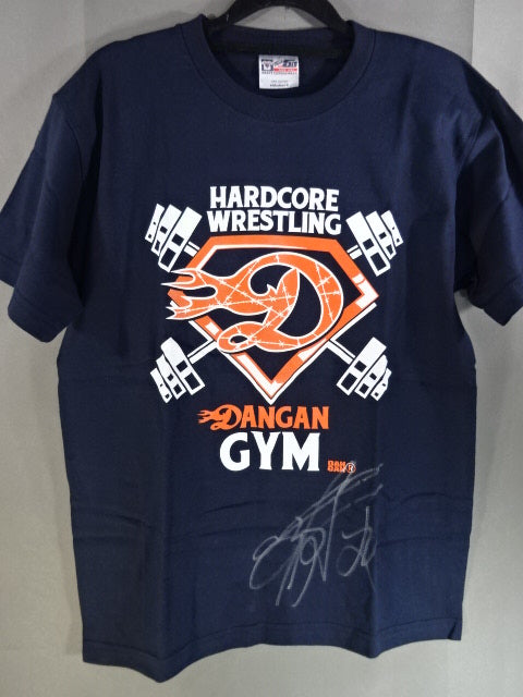 【hand signed autograph】 Masato Tanaka  " DANGAN HARDCORE Wrestling  GYM" T-Shirt (1) (Navy)