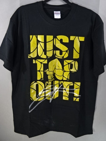 【TAKA Michinoku  hand signed autograph JUST TAP OUT Logo T-Shirt (1) (Black)