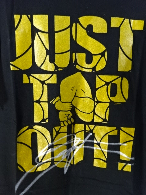 TAKAみちのく 直筆サイン入り】JUST TAP OUT ロゴ Tシャツ①(ブラック