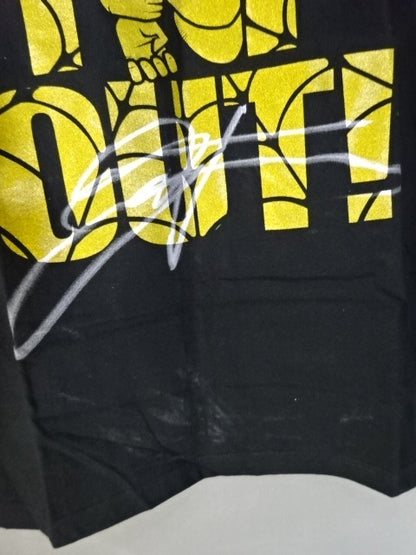 【TAKA Michinoku  hand signed autograph JUST TAP OUT Logo T-Shirt (1) (Black)