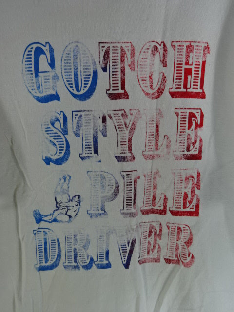 【hand signed autograph】 Minoru Suzuki "GOTCH STYLE PILE DRIVER" T-shirt (4) (white)