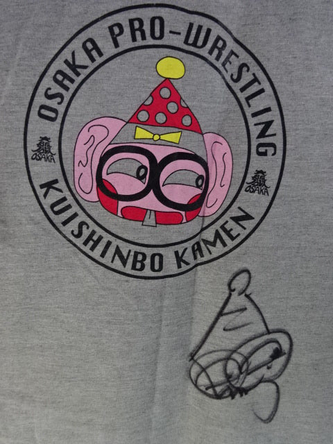 【hand signed autograph】 Kuishinbo Kamen  Illustration T-Shirts(1) (Gray)