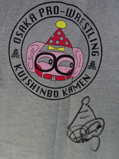 【hand signed autograph】 Kuishinbo Kamen  Illustration T-Shirts(1) (Gray)