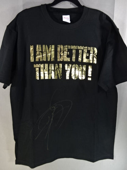 【hand signed autograph】 Naruki Doi 「I AM BETTER THAN YOU !」 T-Shirt (2) (Black)