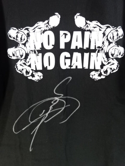 【hand signed autograph】 Naruki Doi  " NO PAIN NO GAIN" T-Shirt (2) (Black)