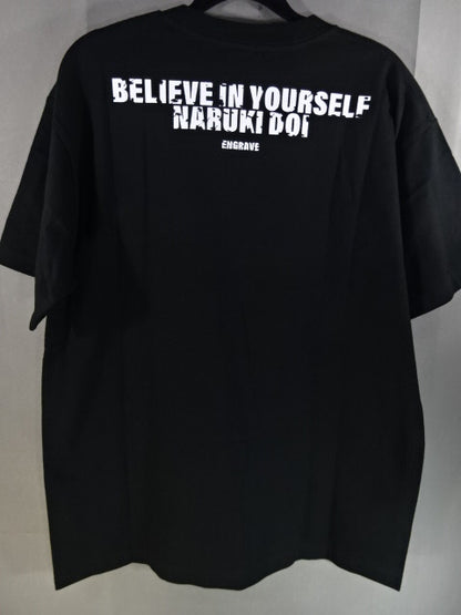 【hand signed autograph】 Naruki Doi  " NO PAIN NO GAIN" T-Shirt (2) (Black)