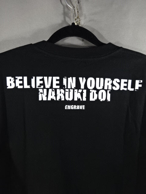 【hand signed autograph】 Naruki Doi  " NO PAIN NO GAIN" T-Shirt (2) (Black)