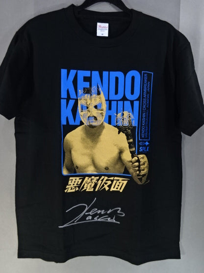 【hand signed autograph】 Kendo Kashin×SPLX "Devil's Mask" T-Shirt (Black× Blue)