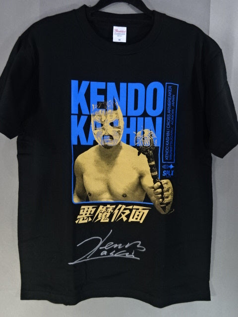 【hand signed autograph】 Kendo Kashin×SPLX "Devil's Mask" T-Shirt (Black× Blue)
